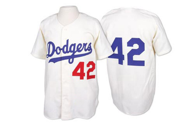 Men's 1955 Los Angeles Dodgers #42 Jackie Robinson Replica White